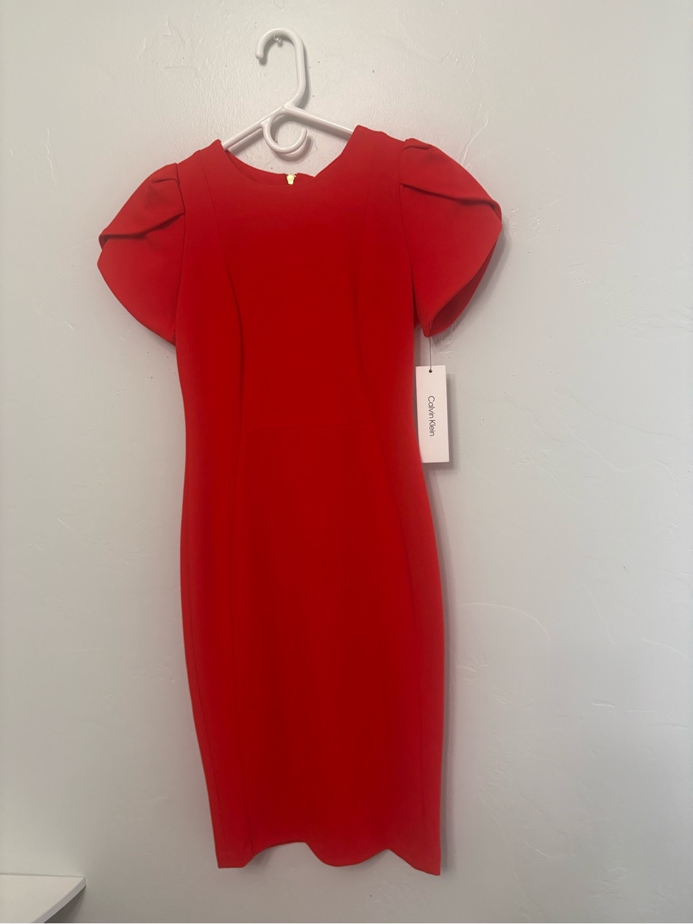 Calvin Klein Red Tulip Sleeve Sheath Dress